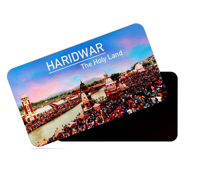 dhcrafts Rectangular Rubber Fridge Magnet / Magnetic Card Multicolor Maharashtra Haridwar The Holy Land Design Pack of 1 (8.6cm x 5.4cm)